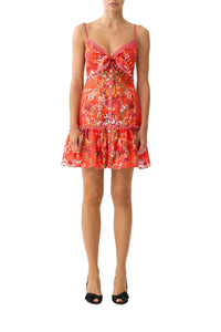 Camilla Tie Front Short Dress With Hem Ruffle - Olé Olé