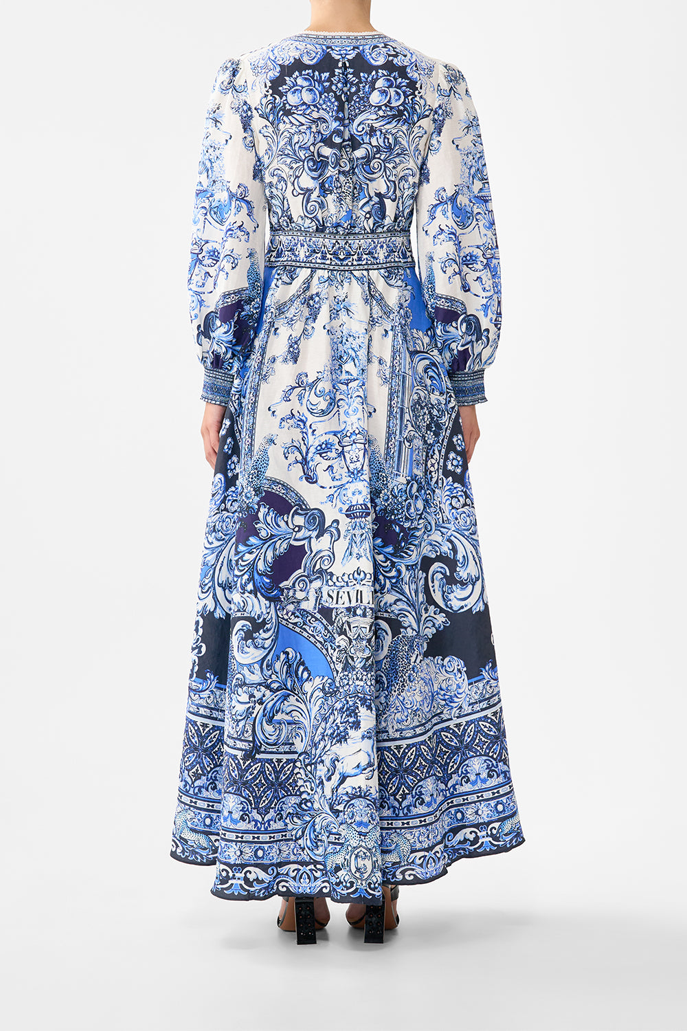Camilla Button Dress With Shaped Waistband - A Tiled Wonderland