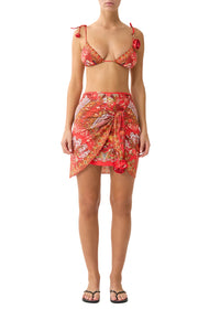 Camilla Layered Mini Sarong W Rosette Tie Front - Olé Olé