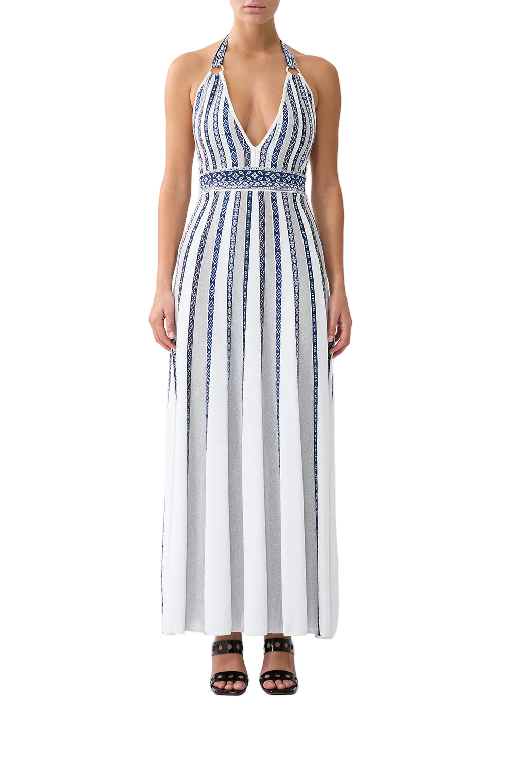 Camilla Halter Neck Knit Dress With Silk Tie - A Tiled Wonderland