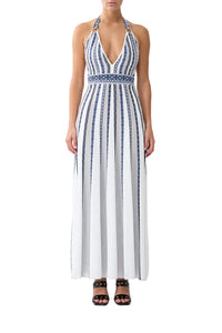 Camilla Halter Neck Knit Dress With Silk Tie - A Tiled Wonderland