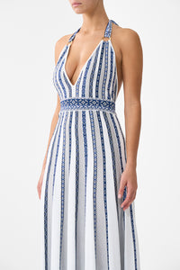 Camilla Halter Neck Knit Dress With Silk Tie - A Tiled Wonderland