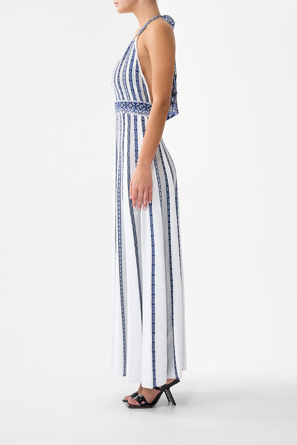 Camilla Halter Neck Knit Dress With Silk Tie - A Tiled Wonderland