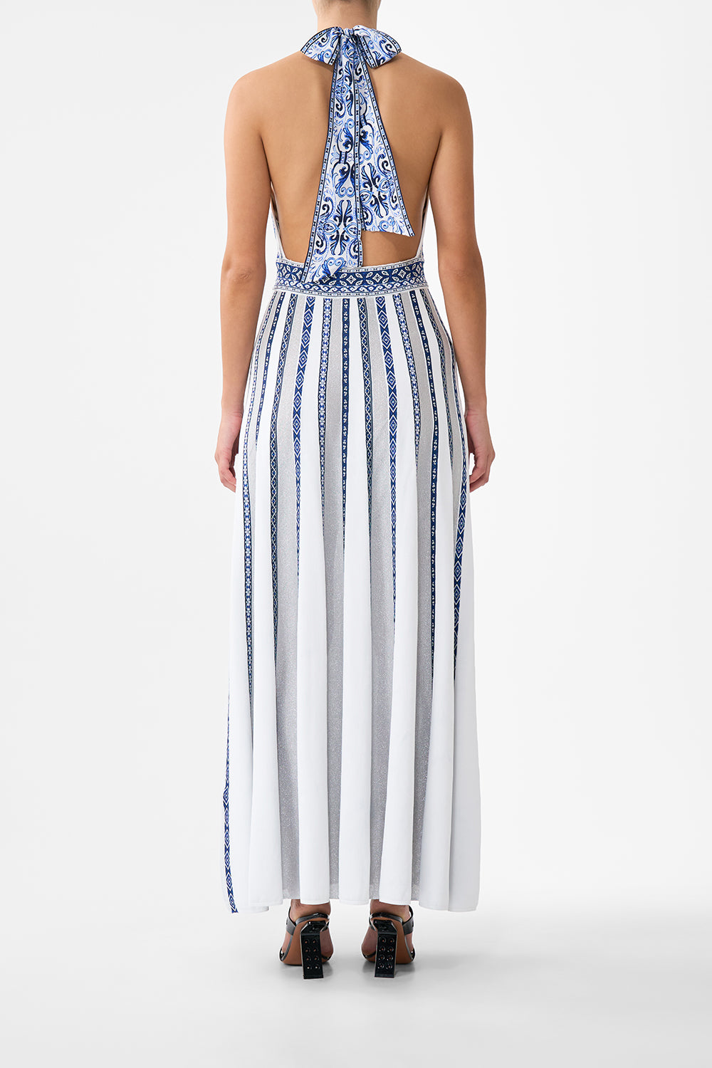 Camilla Halter Neck Knit Dress With Silk Tie - A Tiled Wonderland