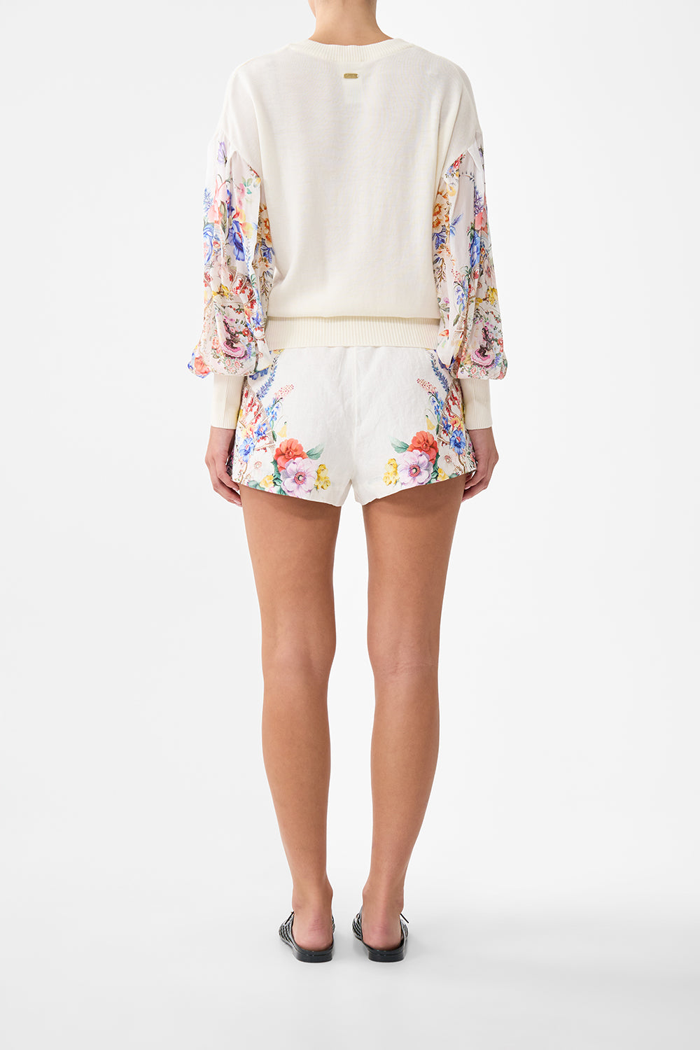 Camilla V Neck Knit Jumper With Silk Sleeve - I Left My Heart In Granada