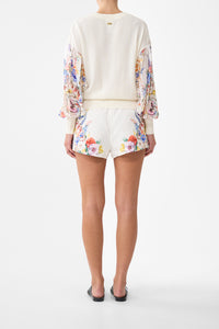 Camilla V Neck Knit Jumper With Silk Sleeve - I Left My Heart In Granada