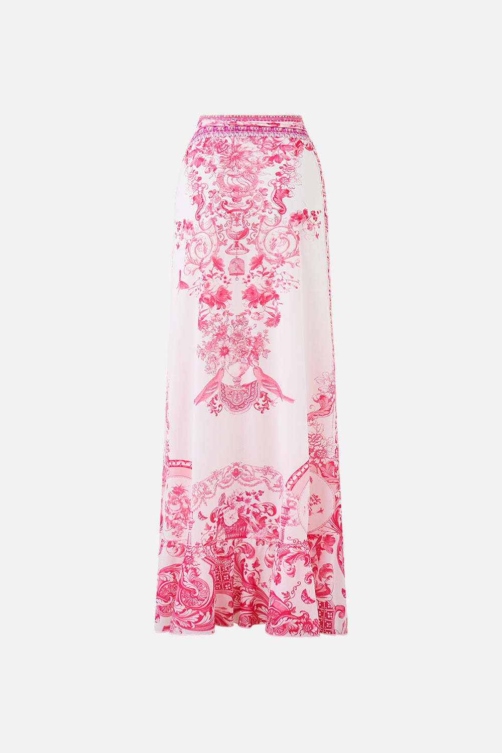Camilla Long Sarong With Tie Waist And Frill Edge - Livin La Vida Rosa
