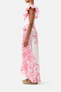 Camilla Long Sarong With Tie Waist And Frill Edge - Livin La Vida Rosa