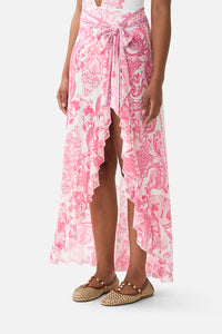 Camilla Long Sarong With Tie Waist And Frill Edge - Livin La Vida Rosa