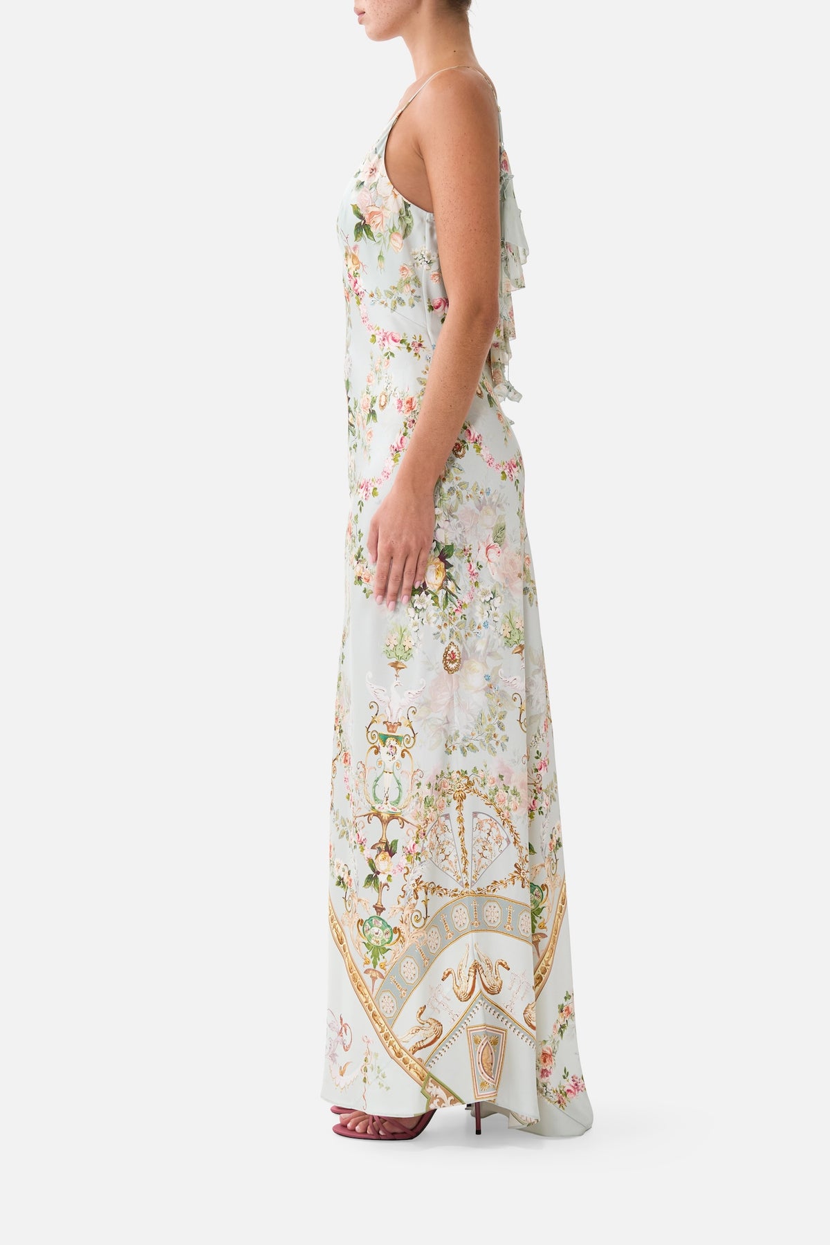 Camilla V Neck Bias Slip Dress With Back Frill – Wildflower Wunderland
