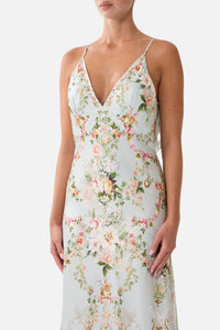 Camilla V Neck Bias Slip Dress With Back Frill – Wildflower Wunderland