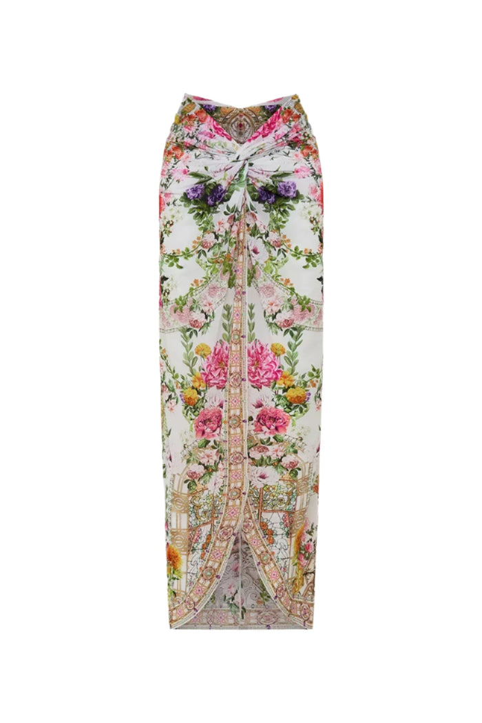 CAMILLA TWIST FRONT LONG SKIRT- EGYPTIAN ROSE