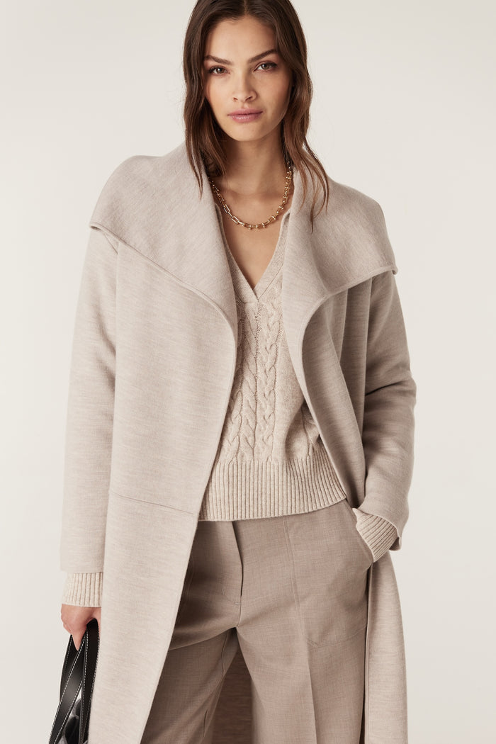 Cable Parsons Merino Cardigan - Mushroom