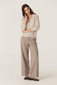 Cable Cashwool Cable Polo Jumper - Sand