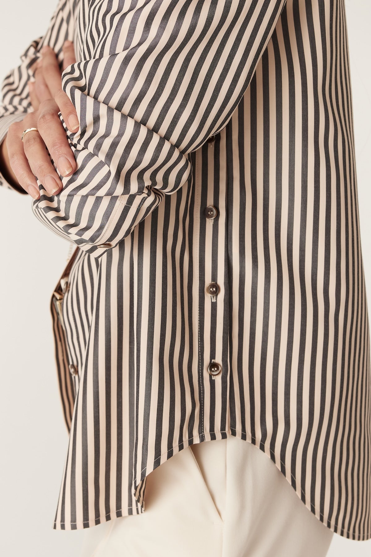 Cable Jamie Stripe Shirt - Khaki Stripe