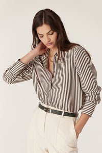 Cable Jamie Stripe Shirt - Khaki Stripe