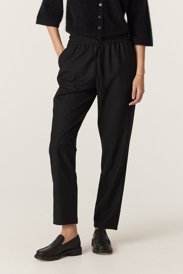 Cable Vincent Wool Pant - Black Pinstripe