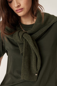 Cable Pima Boxy Tee - Forest Green