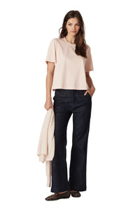 Cable Pima Boxy Tee - Blush