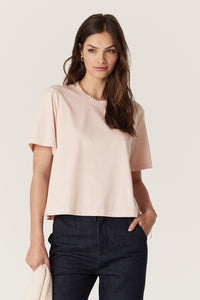 Cable Pima Boxy Tee - Blush