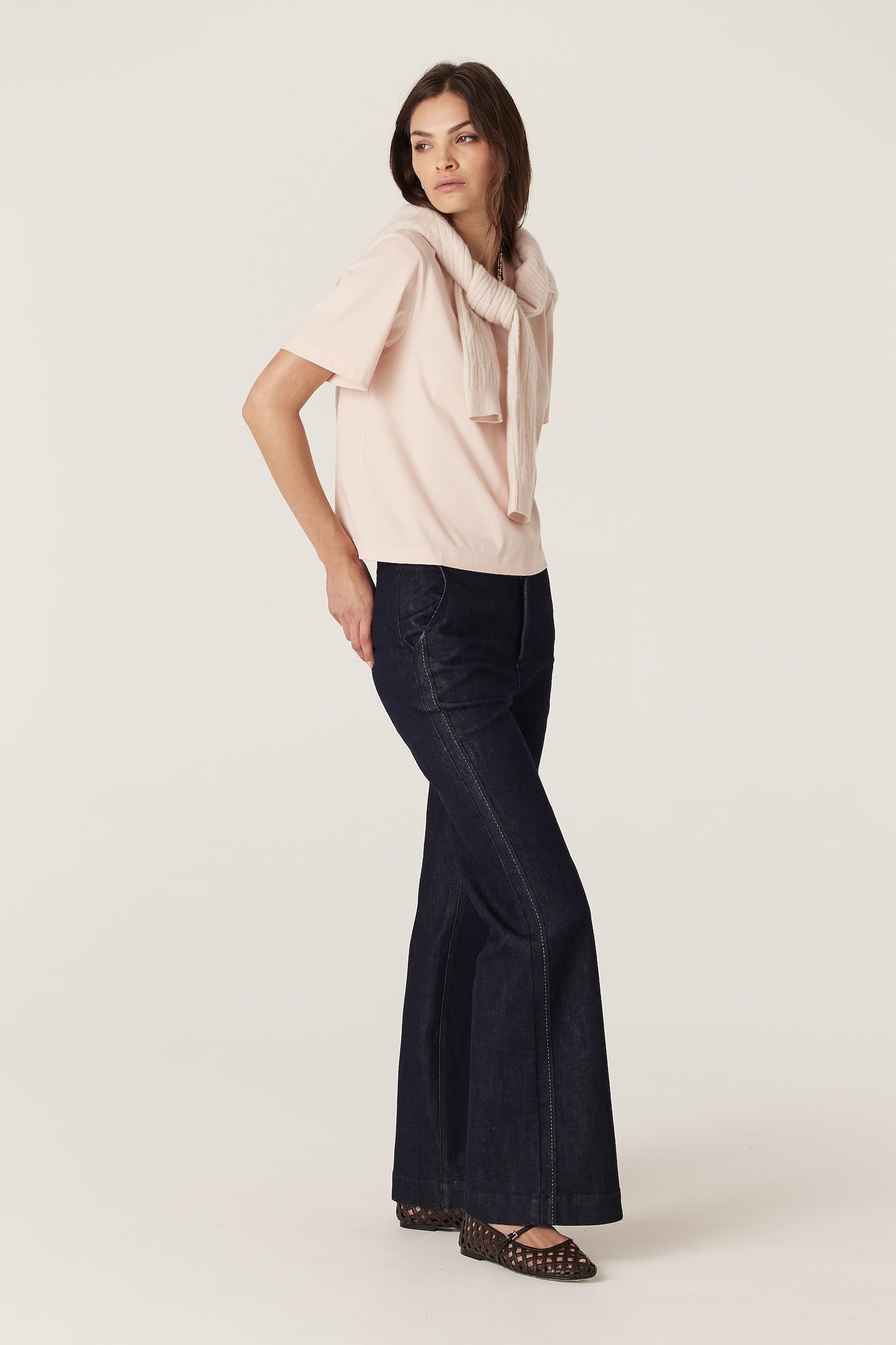 Cable Pima Boxy Tee - Blush