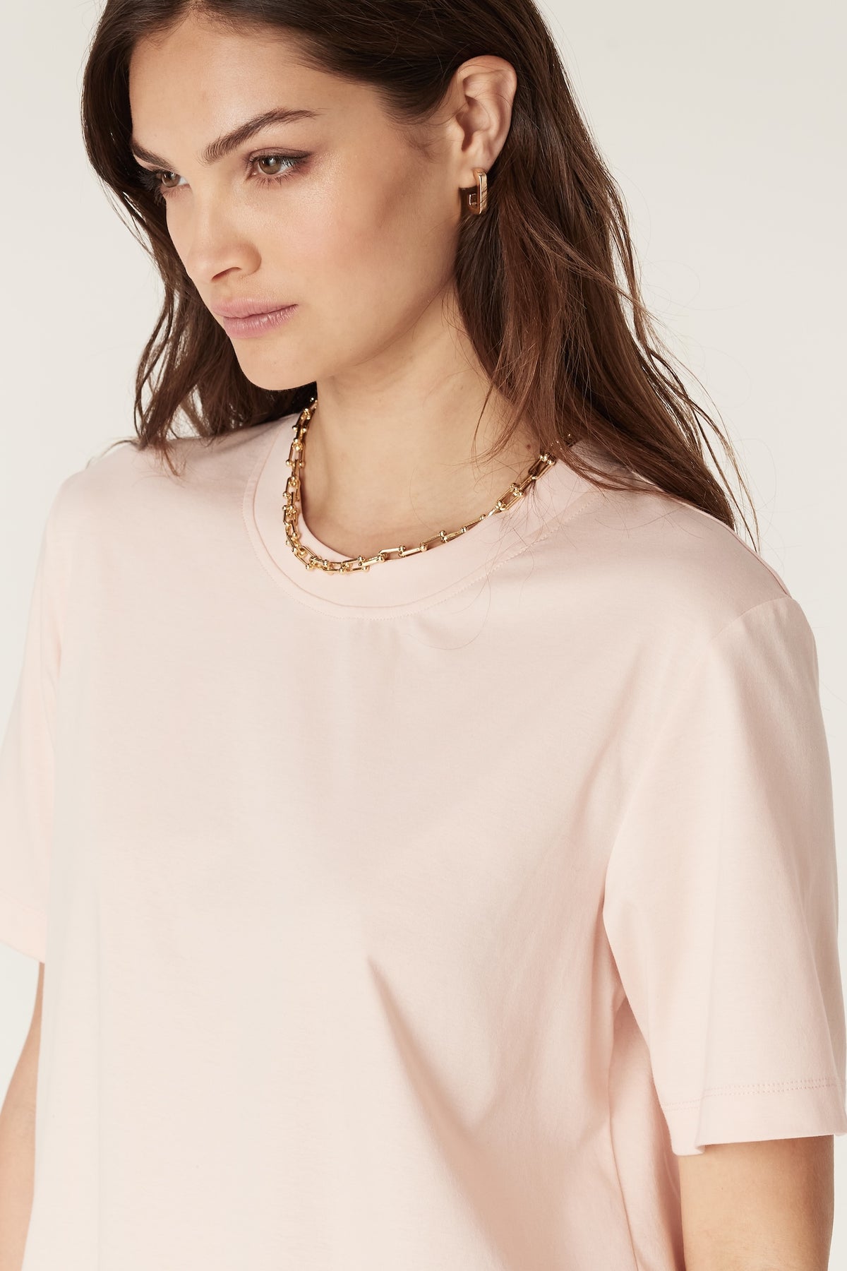 Cable Pima Boxy Tee - Blush