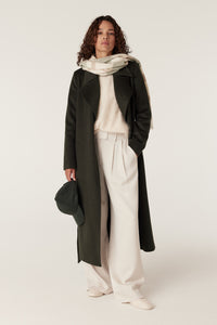 Cable Evans Wool Coat - Forest Green