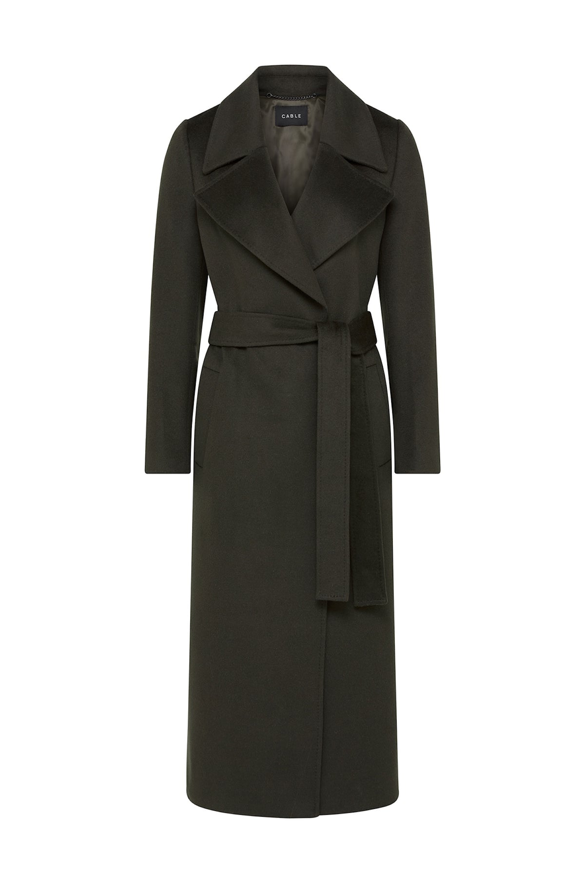 Cable Evans Wool Coat - Forest Green