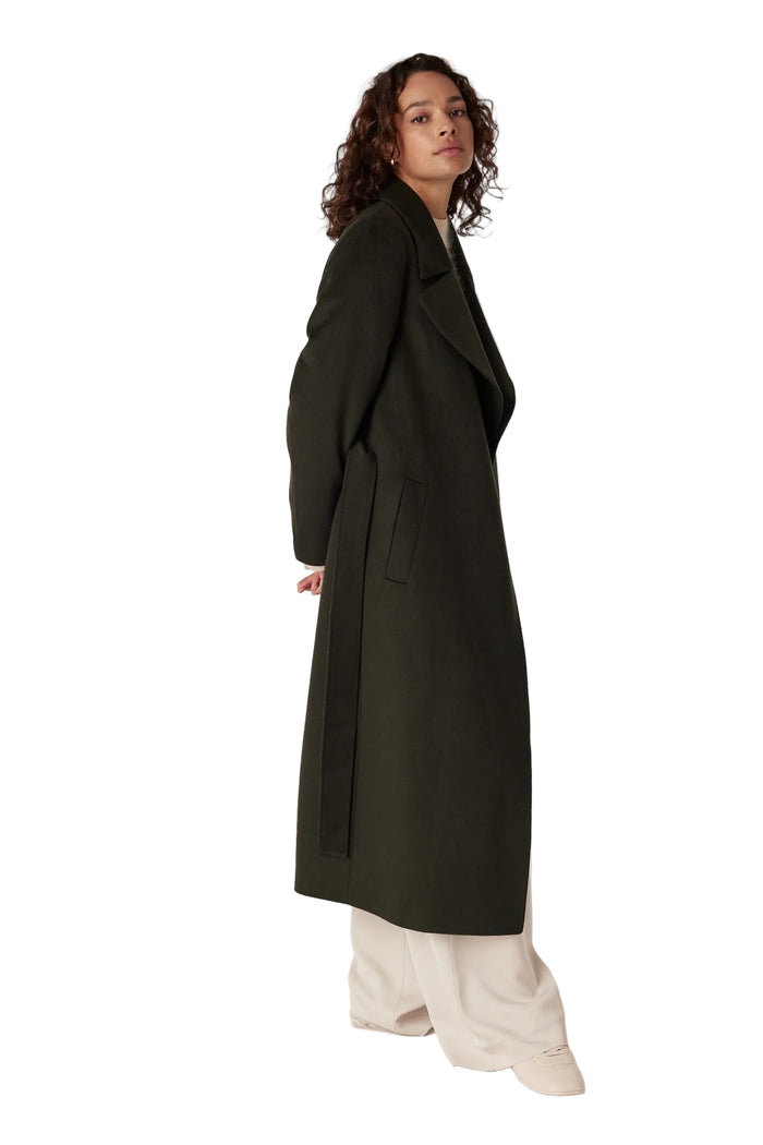 Cable Evans Wool Coat - Forest Green
