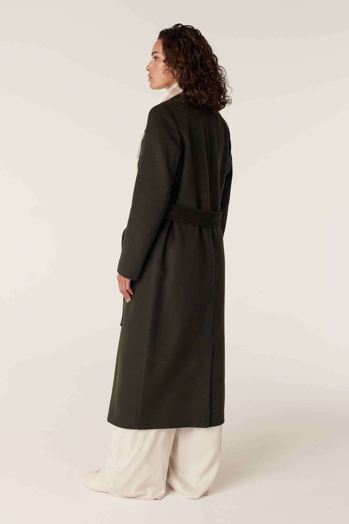 Cable Evans Wool Coat - Forest Green