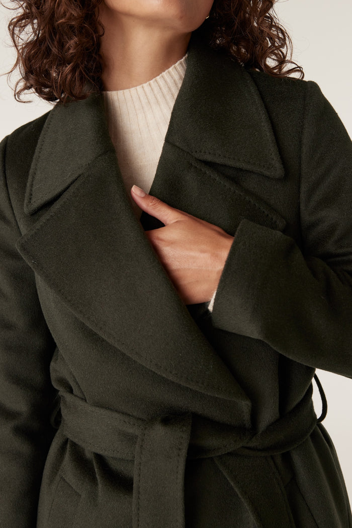 Cable Evans Wool Coat - Forest Green