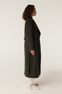 Cable Evans Wool Coat - Forest Green