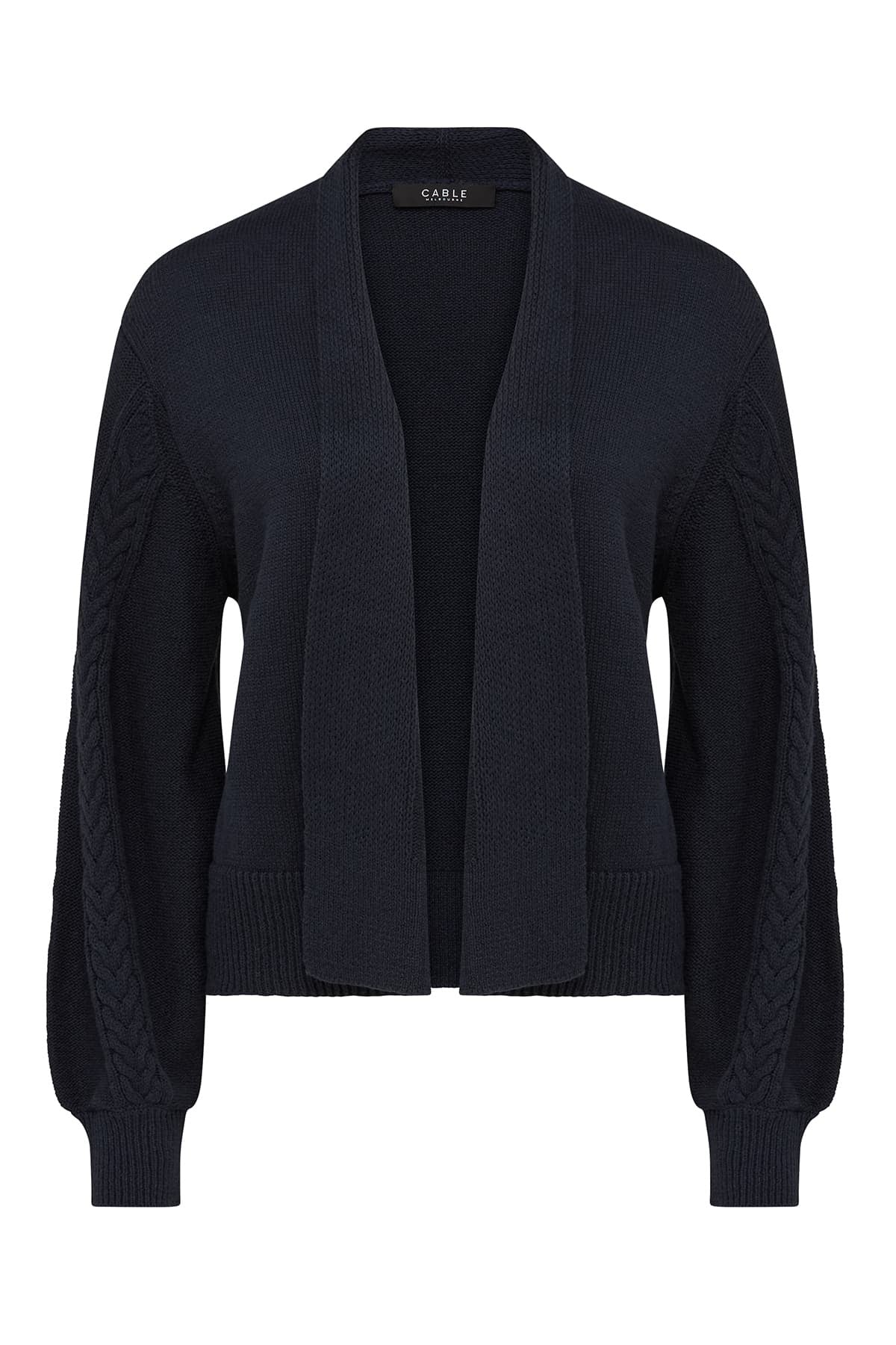 Cable Riviera Cable Knit Cardigan  - Navy