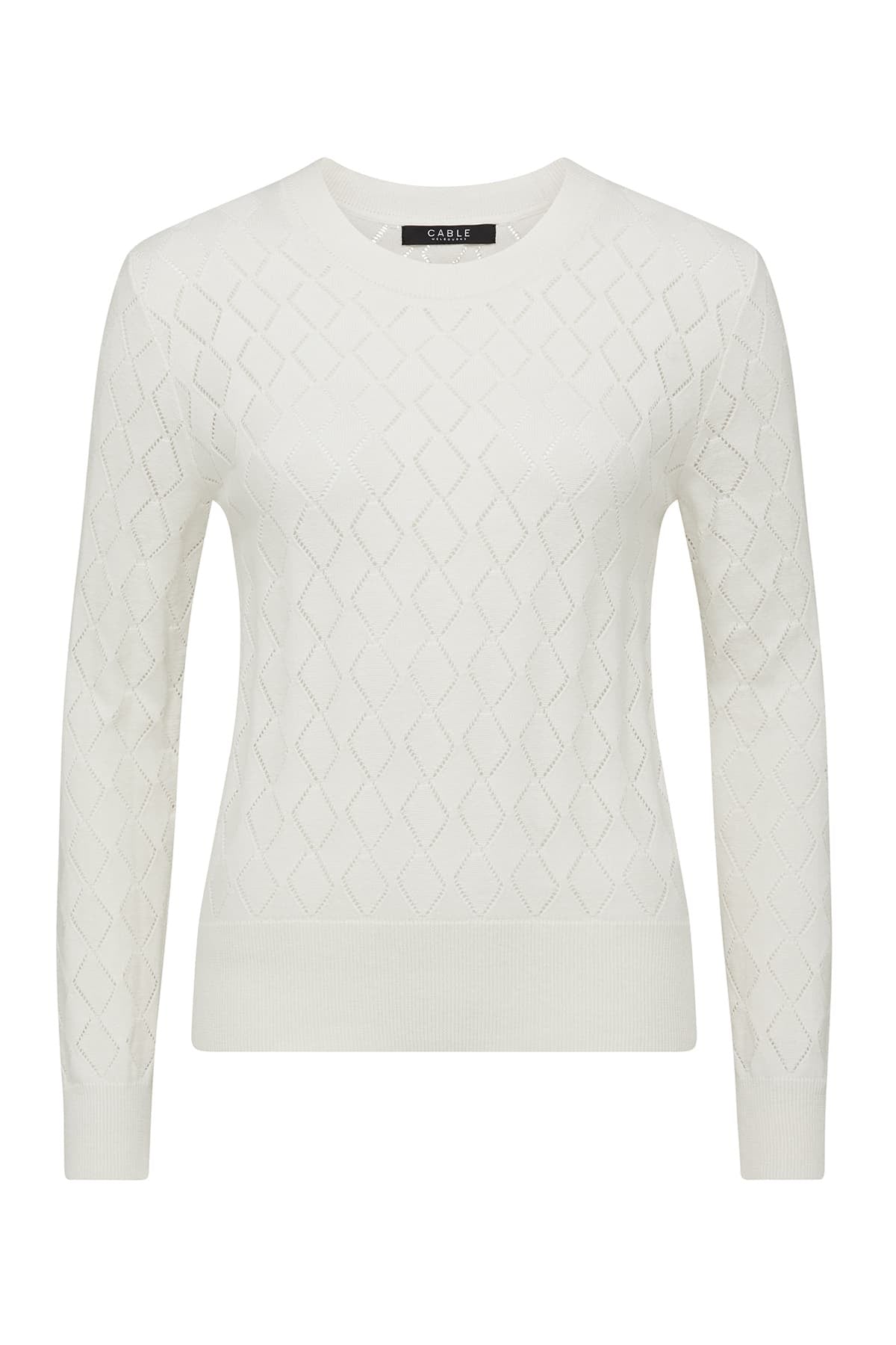 Cable Cotton Cashmere Crew Jumper - White