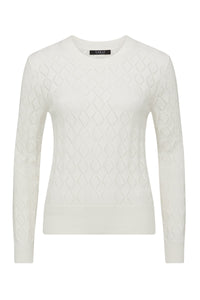 CABLE COTTON CASHMERE CREW JUMPER - WHITE