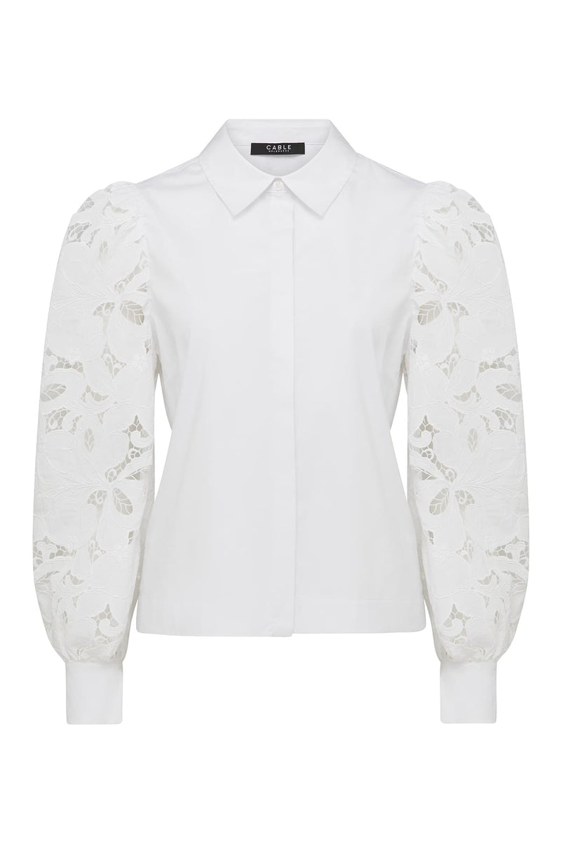 CABLE VICTORIA EMBROIDERED SHIRT - WHITE