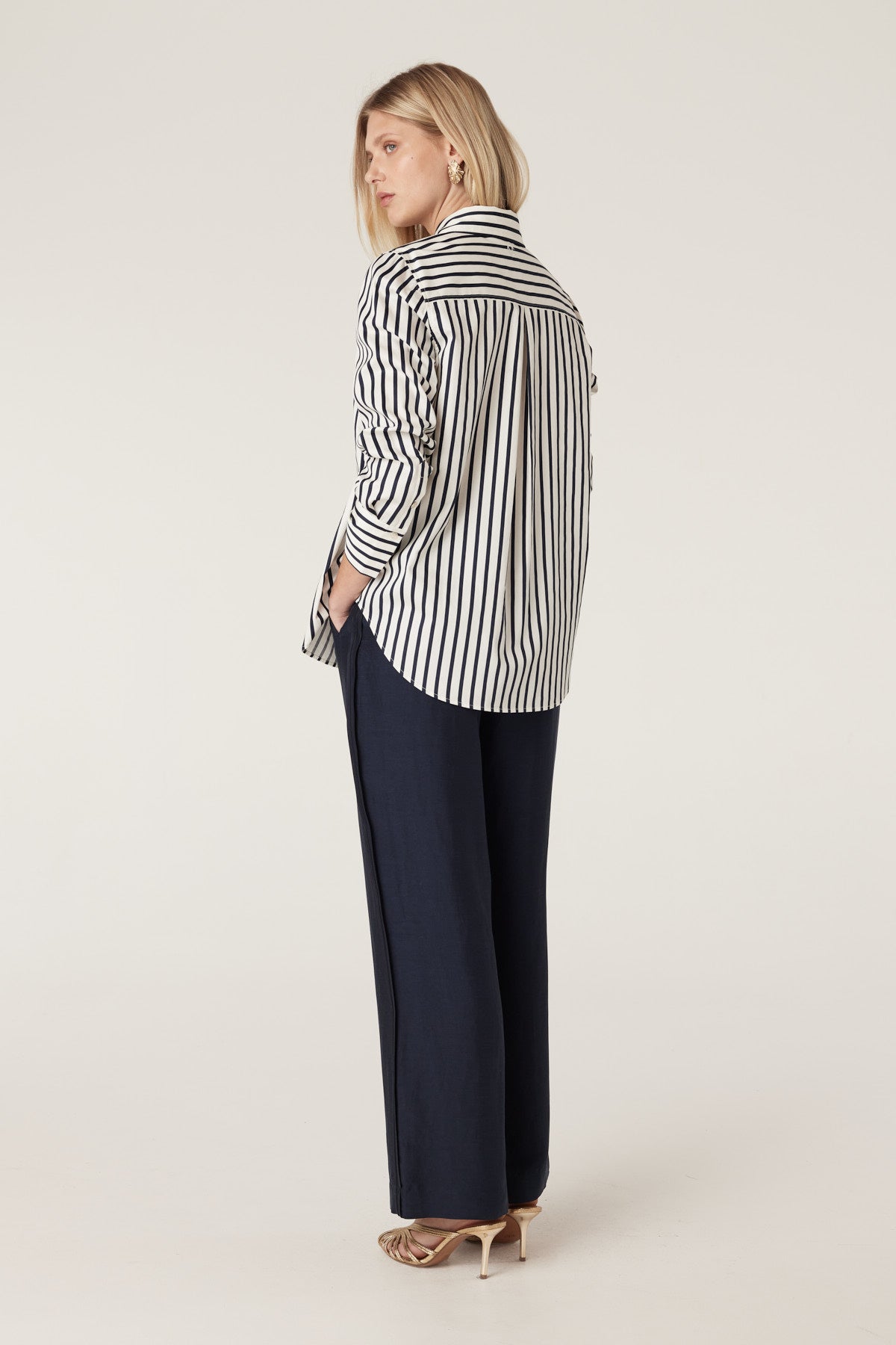 Cable Lina Stripe Shirt - Navy Stripe