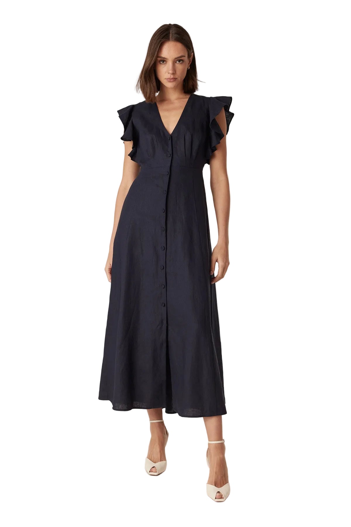 Cable Bellevue Linen Dress – Navy