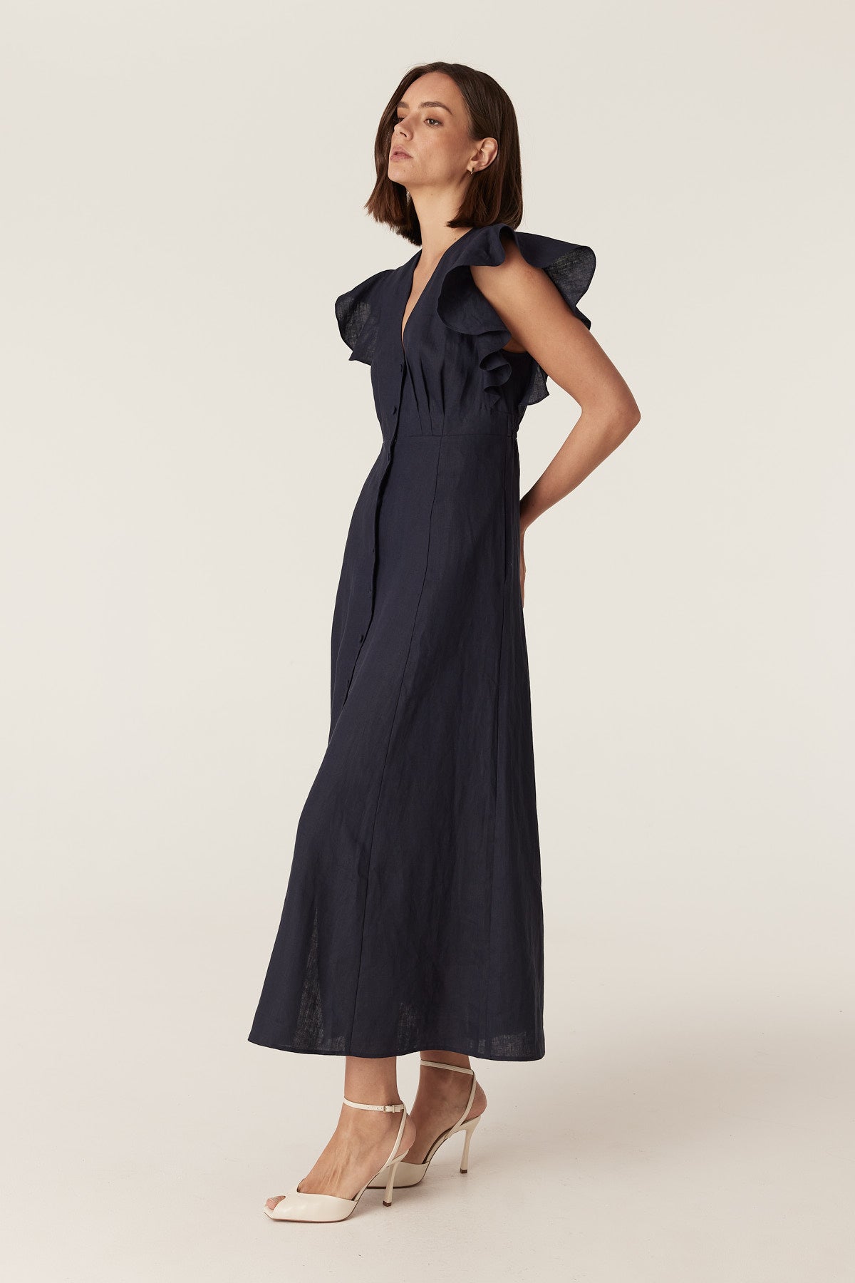 Cable Bellevue Linen Dress – Navy