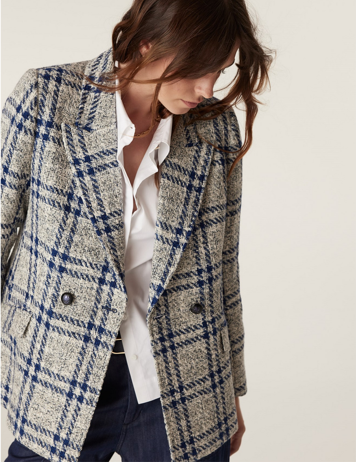 Cable Alix Jacket - Navy Check