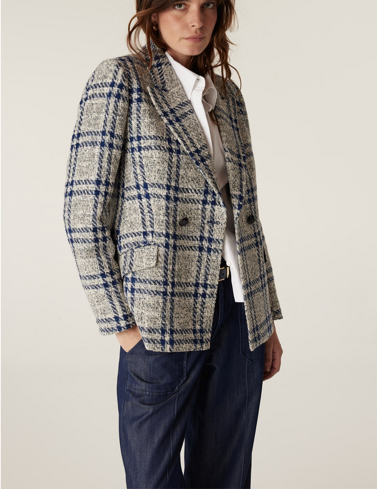 Cable Alix Jacket - Navy Check