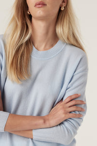 Cable Cashwool Crew Jumper - Blue