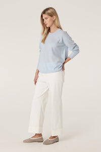 Cable Cashwool Crew Jumper - Blue
