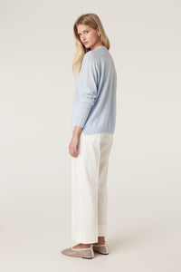 Cable Cashwool Crew Jumper - Blue