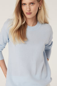 Cable Cashwool Crew Jumper - Blue