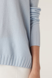 Cable Cashwool Crew Jumper - Blue