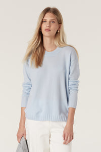 Cable Cashwool Crew Jumper - Blue