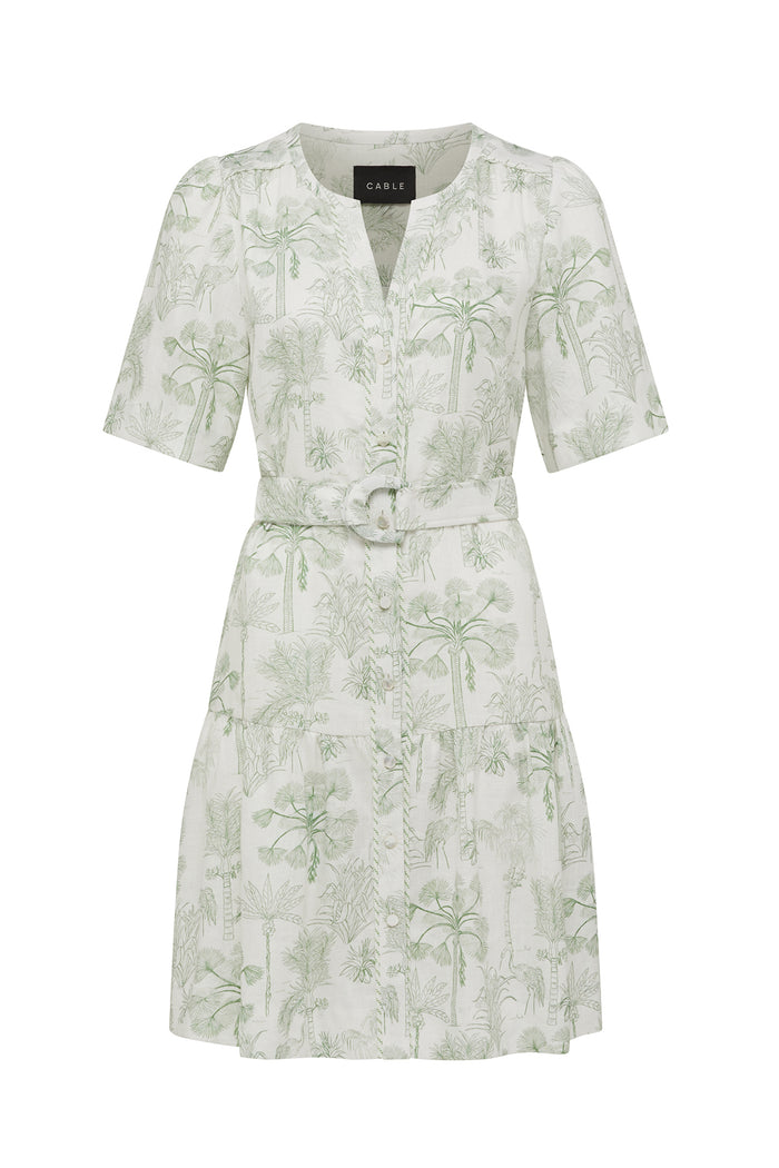 Cable Gracie Linen Dress - Palm Print