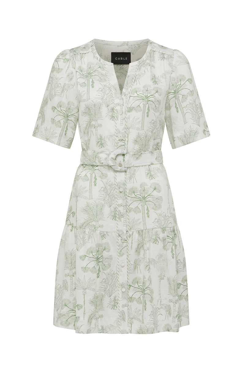 Cable Gracie Linen Dress - Palm Print