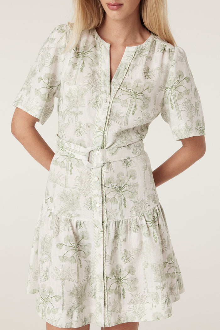 Cable Gracie Linen Dress - Palm Print